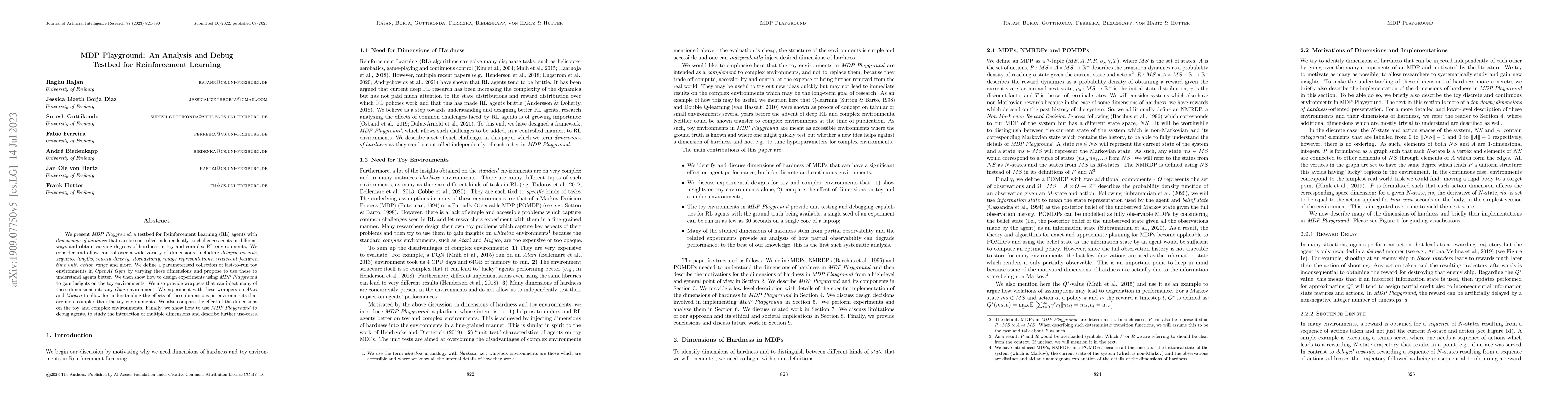 Thumbnail for MDP Playground: An Analysis and Debug Testbed for Reinforcement Learning