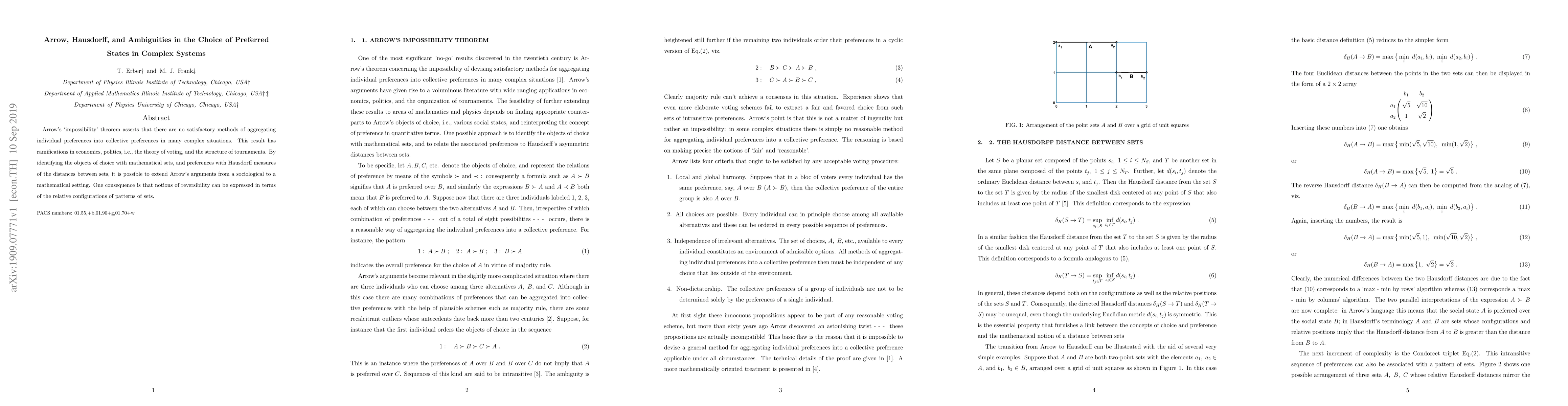 Thumbnail for Arrow, Hausdorff, and Ambiguities in the Choice of Preferred States in
  Complex Systems