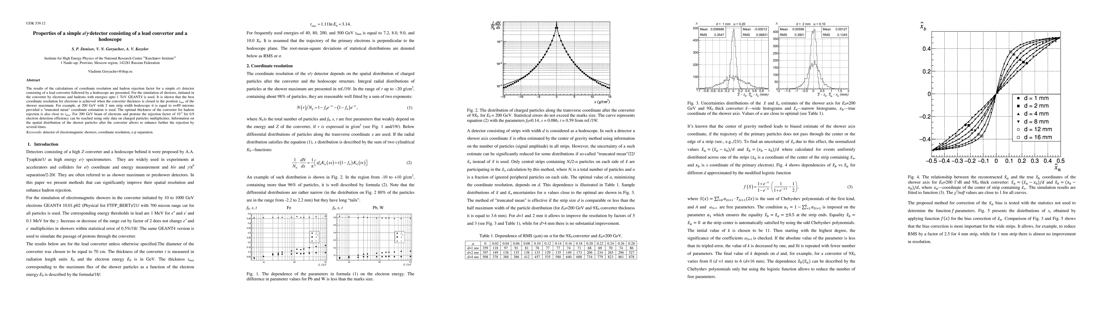 Thumbnail for Properties of a simple e/gamma detector consisting of a lead convertor
  and a hodoscope