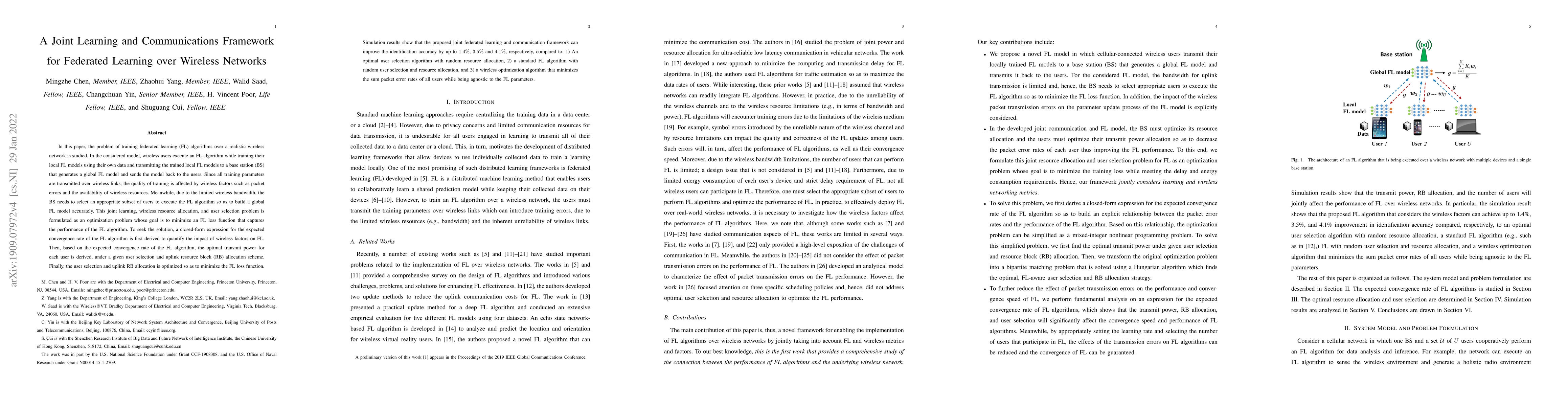 Thumbnail for A Joint Learning and Communications Framework for Federated Learning
  over Wireless Networks