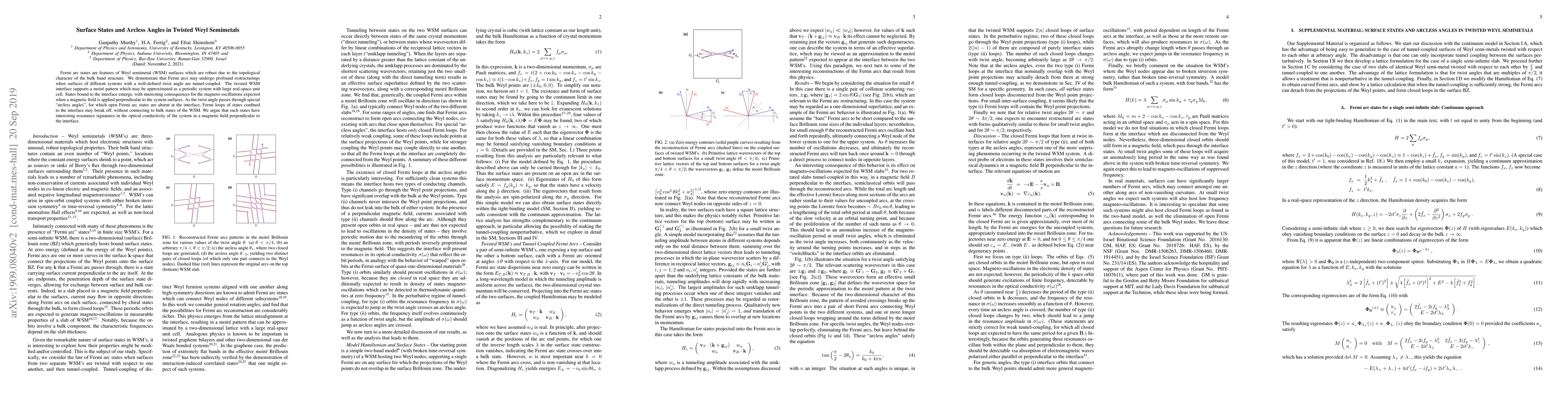 Thumbnail for Surface States and Arcless Angles in Twisted Weyl Semimetals