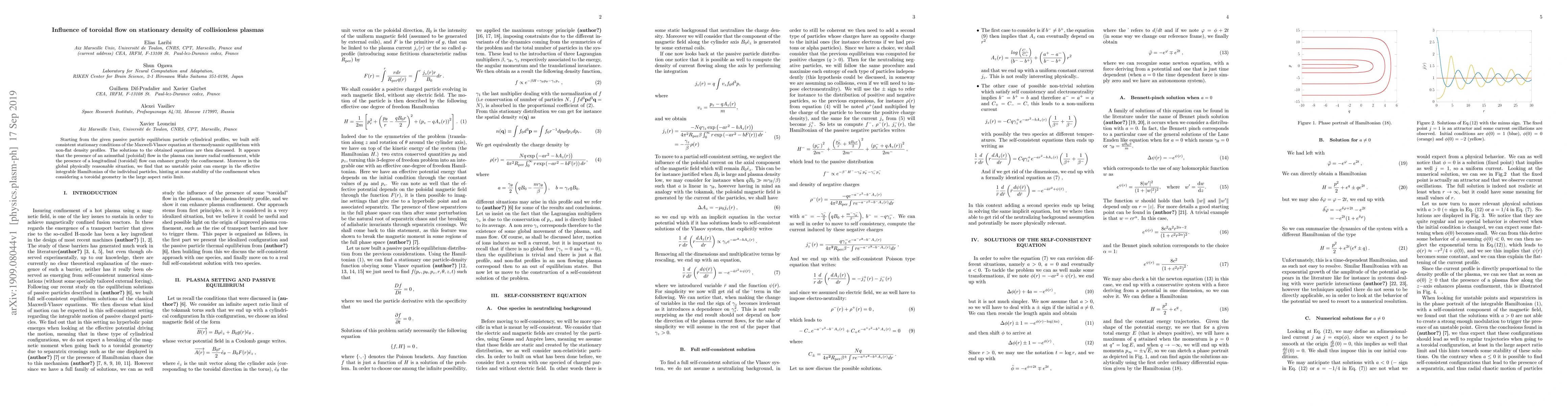 Thumbnail for Influence of toroidal flow on stationary density of collisionless
  plasmas