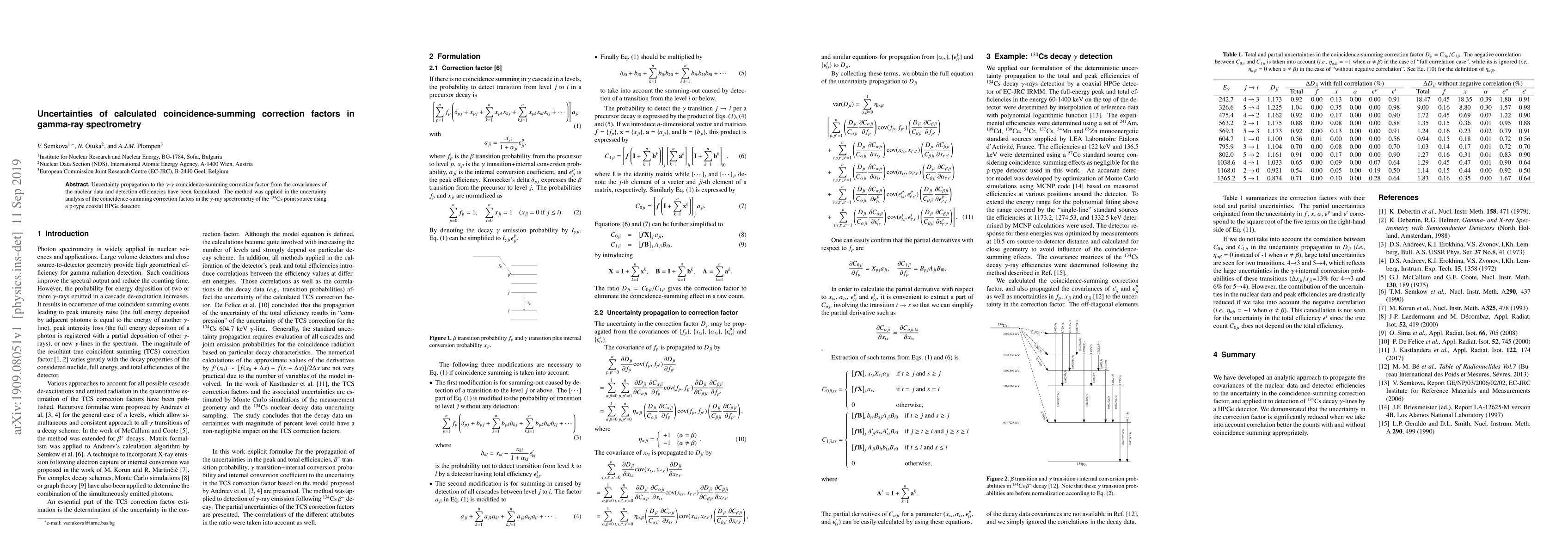 Thumbnail for Uncertainties of calculated coincidence-summing correction factors in
  gamma-ray spectrometry