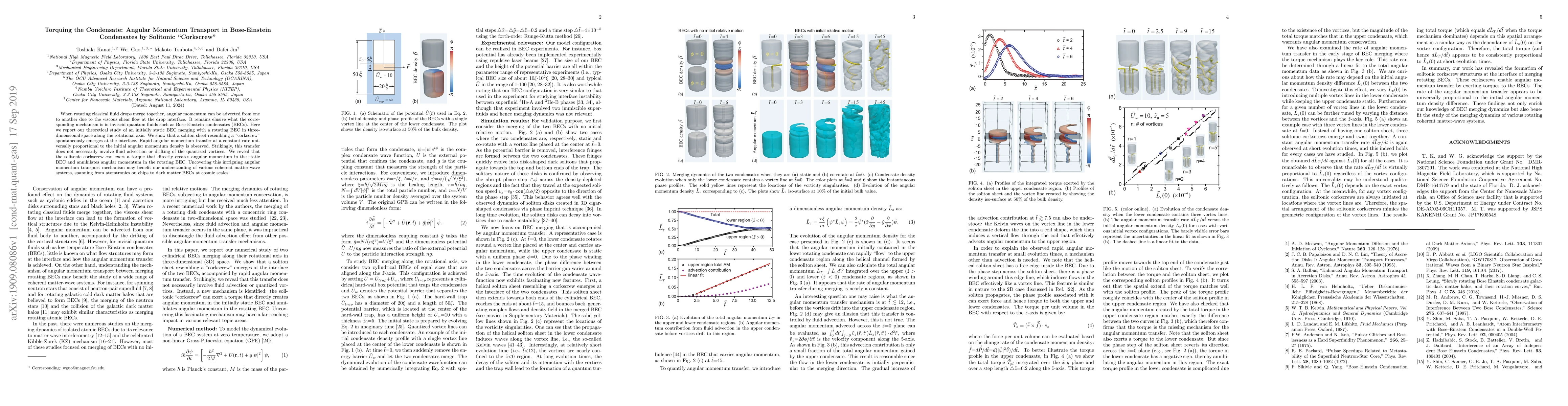 Thumbnail for Torquing the Condensate: Angular Momentum Transport in Bose-Einstein
  Condensates by Solitonic "Corkscrew"