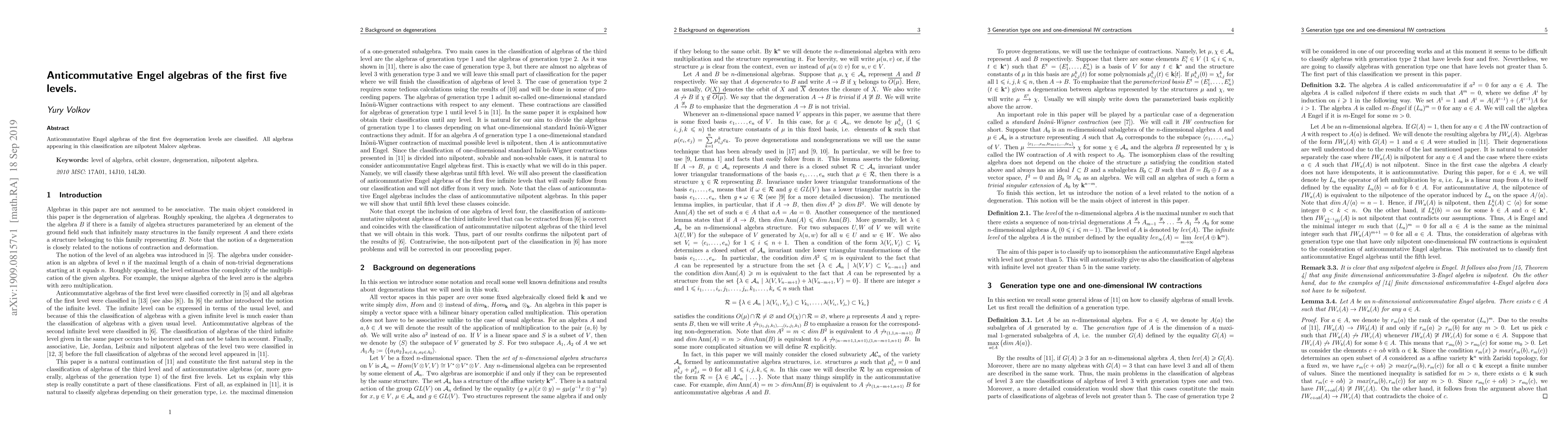 Thumbnail for Anticommutative Engel algebras of the first five levels