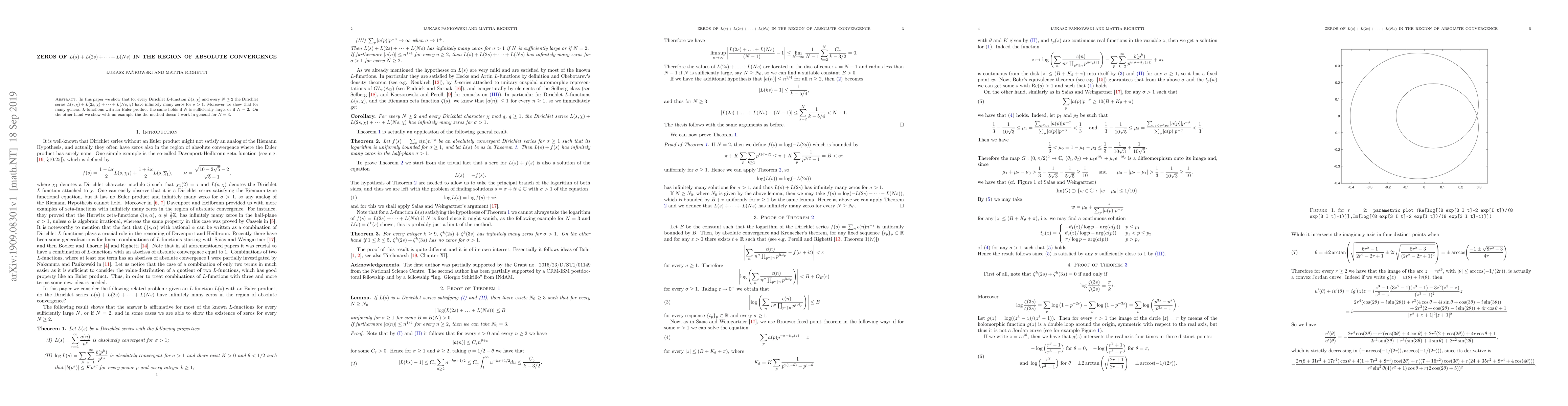 Thumbnail for Zeros of $L(s)+L(2s)+\cdots+L(Ns)$ in the region of absolute convergence