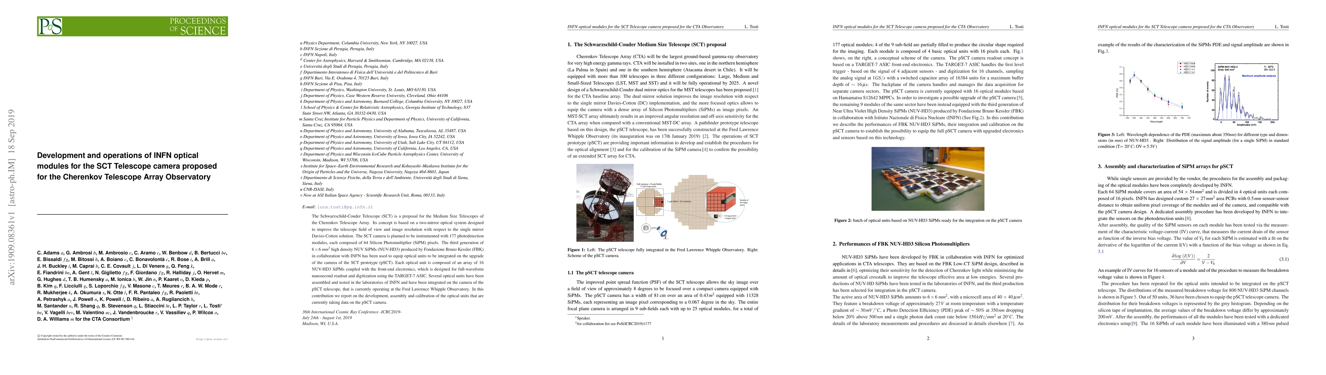 Thumbnail for Development and operations of INFN optical modules for the SCT Telescope
  camera proposed for the Cherenkov Telescope Array Observatory