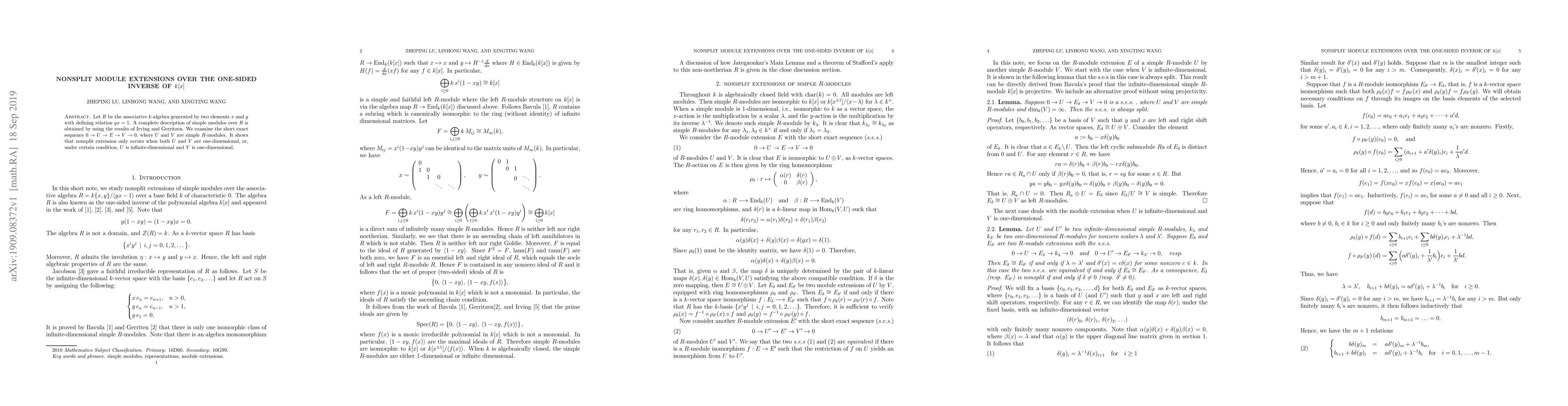 Thumbnail for Nonsplit module extensions over the one-sided inverse of k[x]