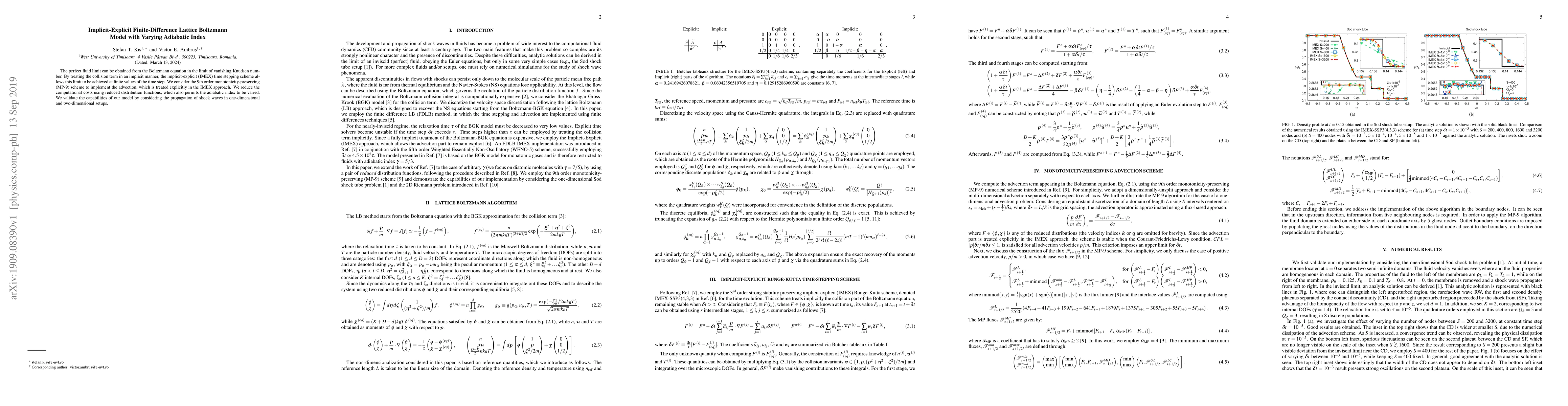 Thumbnail for Implicit-Explicit Finite-Difference Lattice Boltzmann Model with Varying
  Adiabatic Index