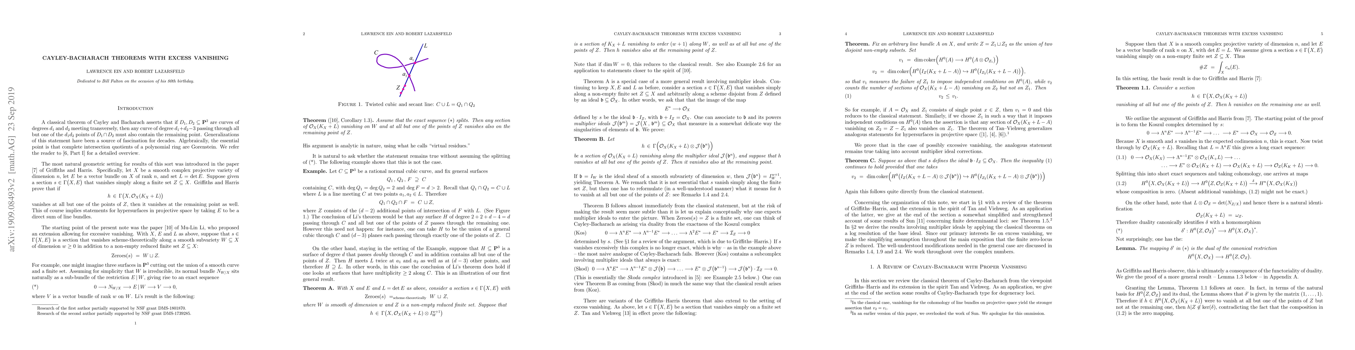 Thumbnail for Cayley-Bacharach theorems with excess vanishing