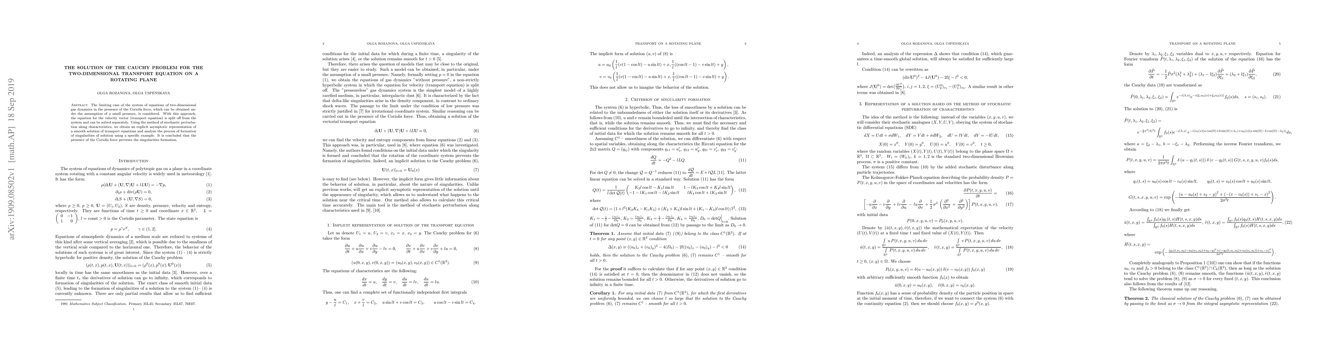 Thumbnail for The solution of the Cauchy problem for the two-dimensional transport
  equation on a rotating plane