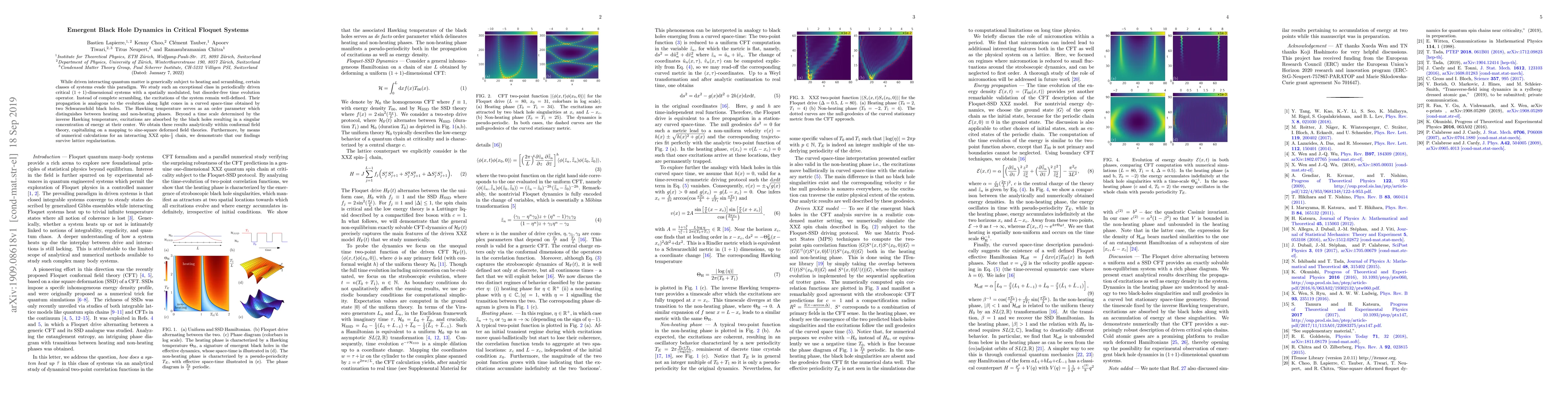 Thumbnail for Emergent Black Hole Dynamics in Critical Floquet Systems