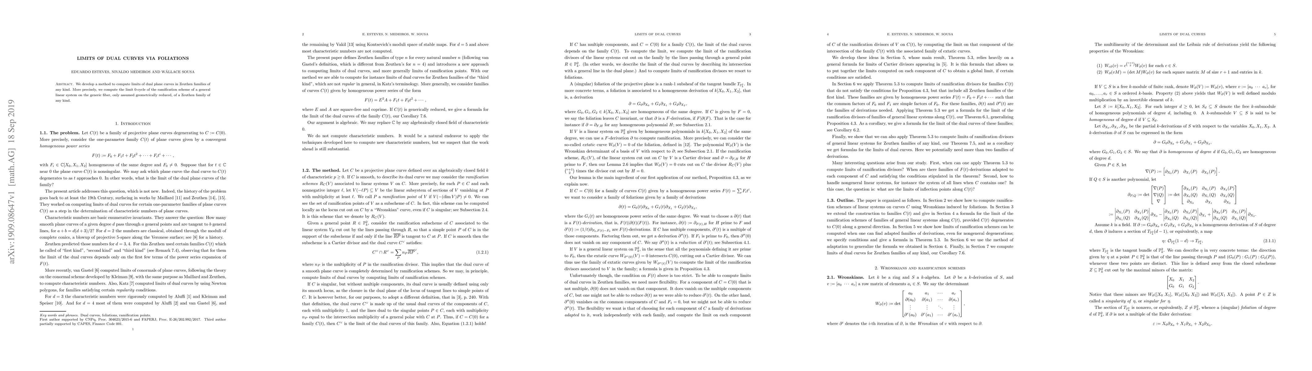 Thumbnail for Limits of dual curves via foliations