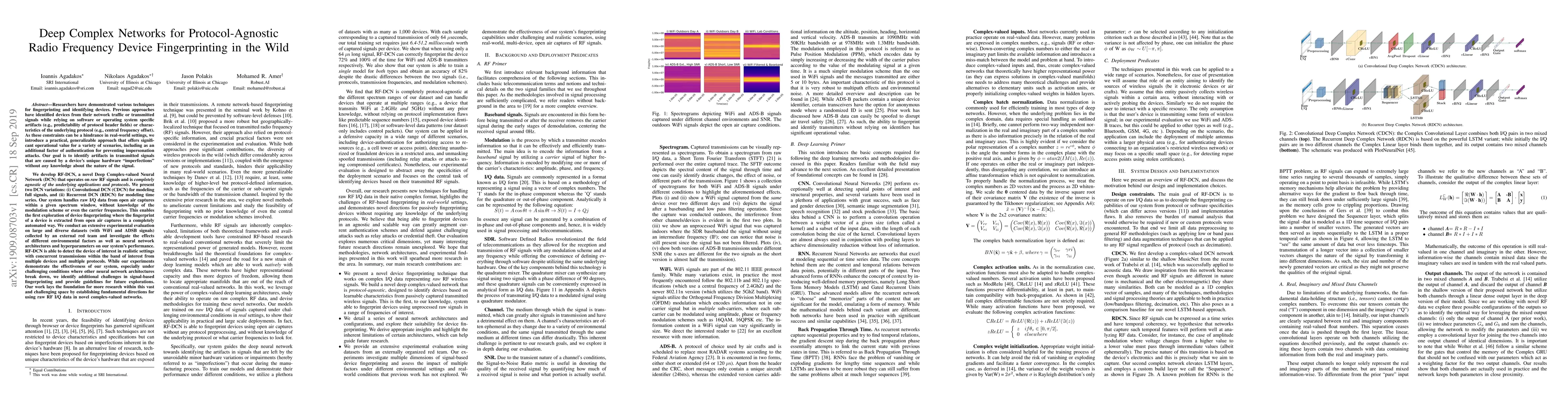 Thumbnail for Deep Complex Networks for Protocol-Agnostic Radio Frequency Device
  Fingerprinting in the Wild