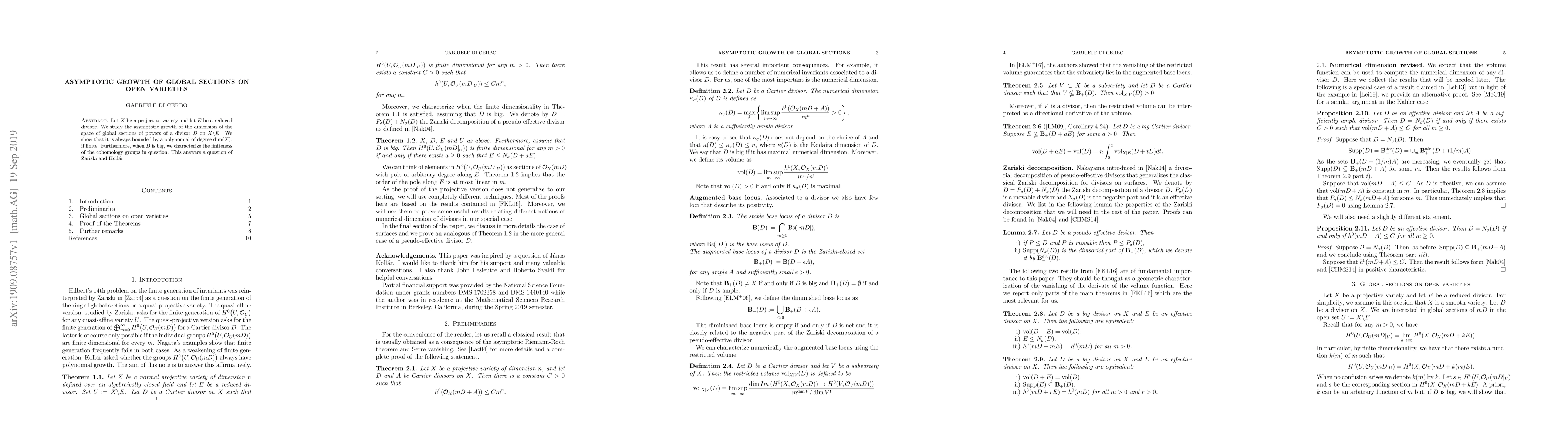 Thumbnail for Asymptotic growth of global sections on open varieties