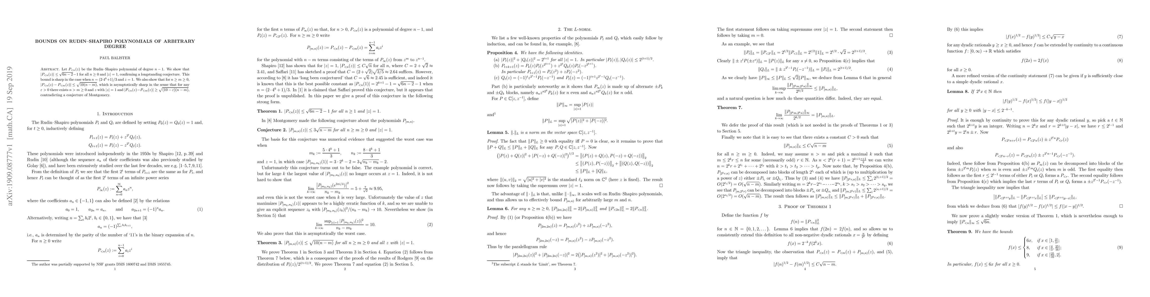 Thumbnail for Bounds on Rudin-Shapiro polynomials of arbitrary degree