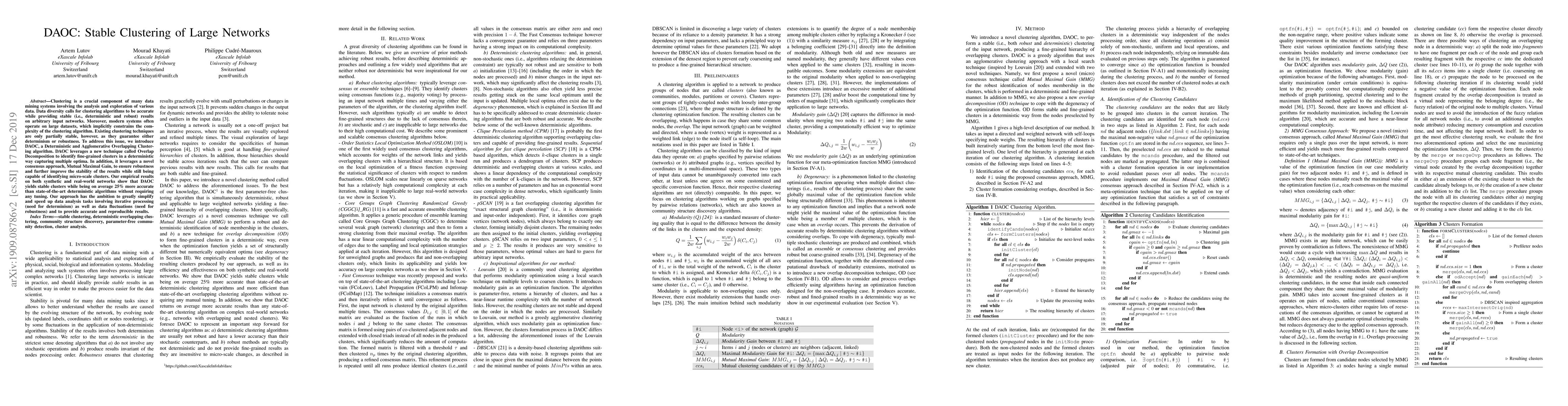 Thumbnail for DAOC: Stable Clustering of Large Networks