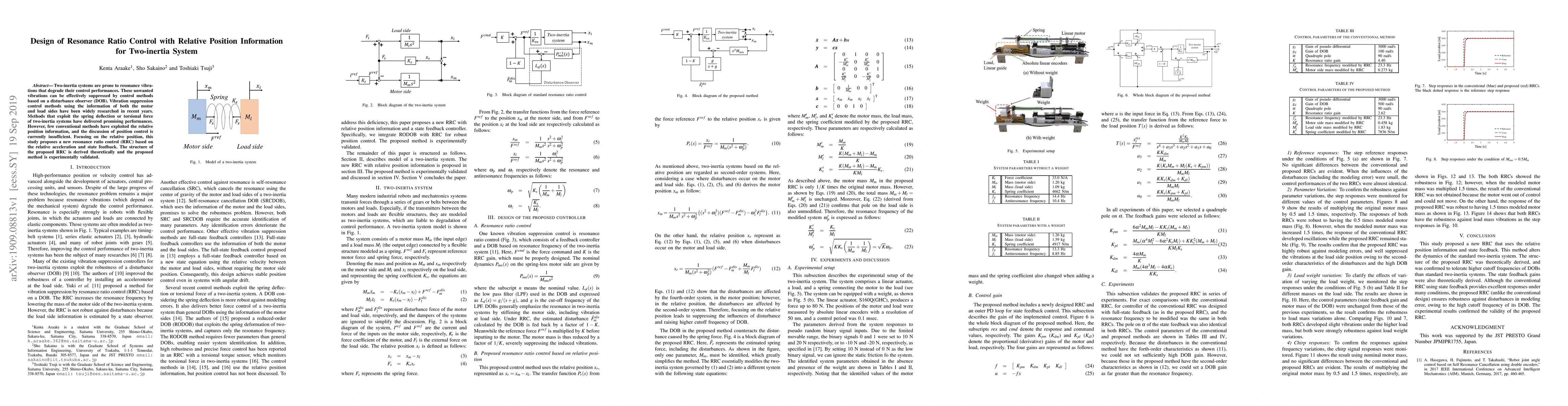 Thumbnail for Design of Resonance Ratio Control with Relative Position Information for
  Two-inertia System