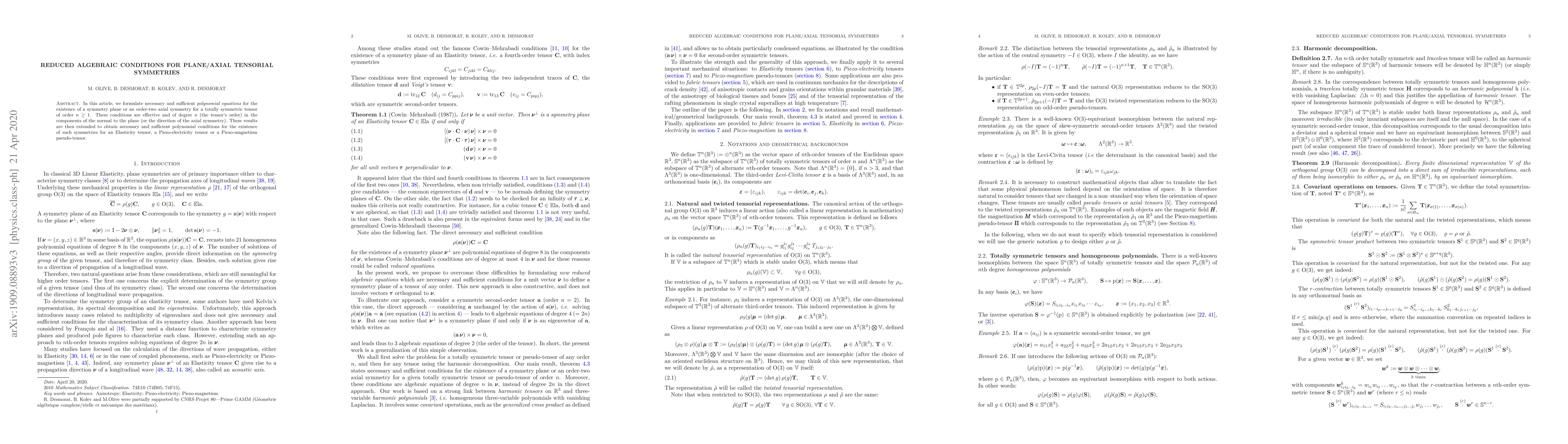 Thumbnail for Reduced algebraic conditions for plane/axial tensorial symmetries