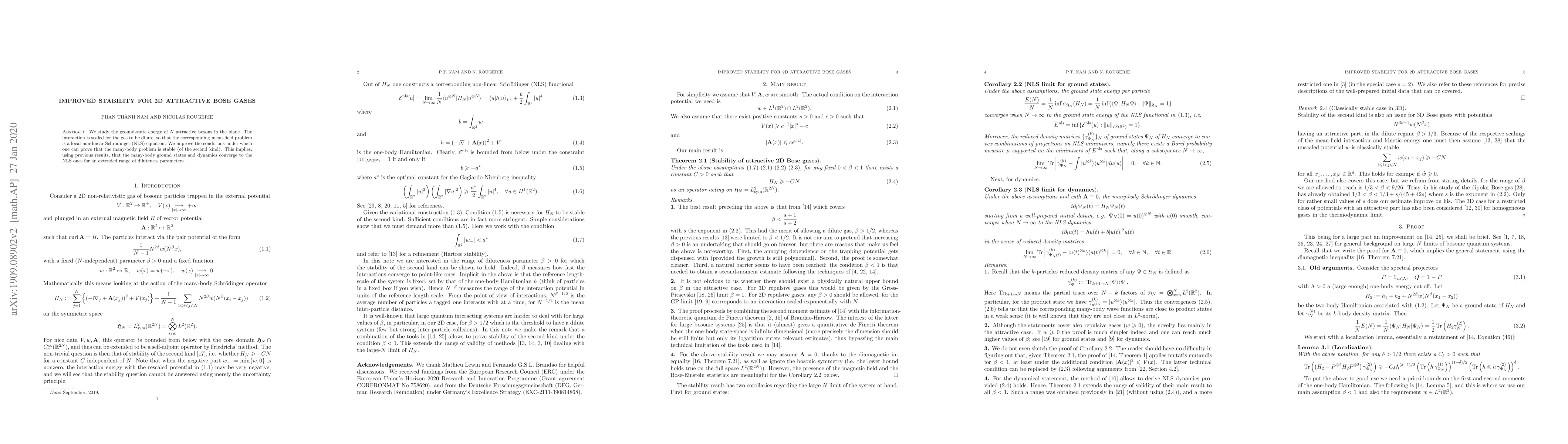Thumbnail for Improved stability for 2D attractive Bose gases