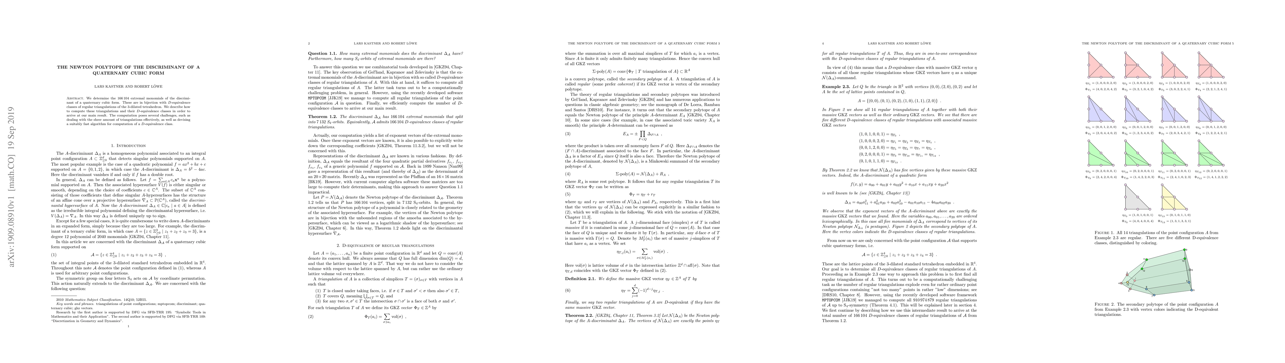 Thumbnail for The Newton polytope of the discriminant of a quaternary cubic form