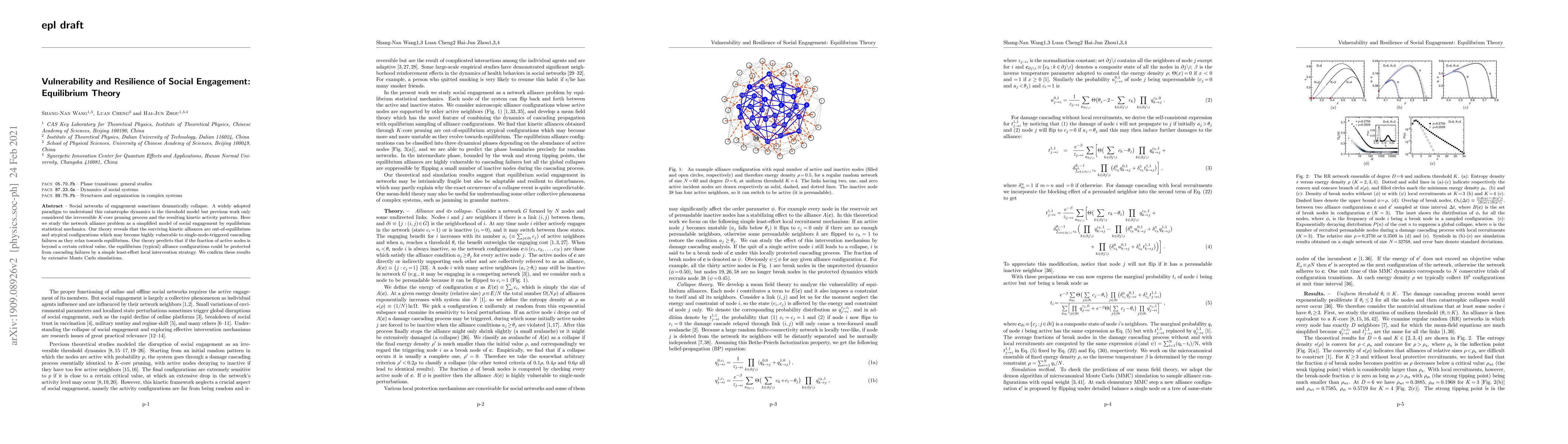 Thumbnail for Vulnerability and Resilience of Social Engagement: Equilibrium Theory