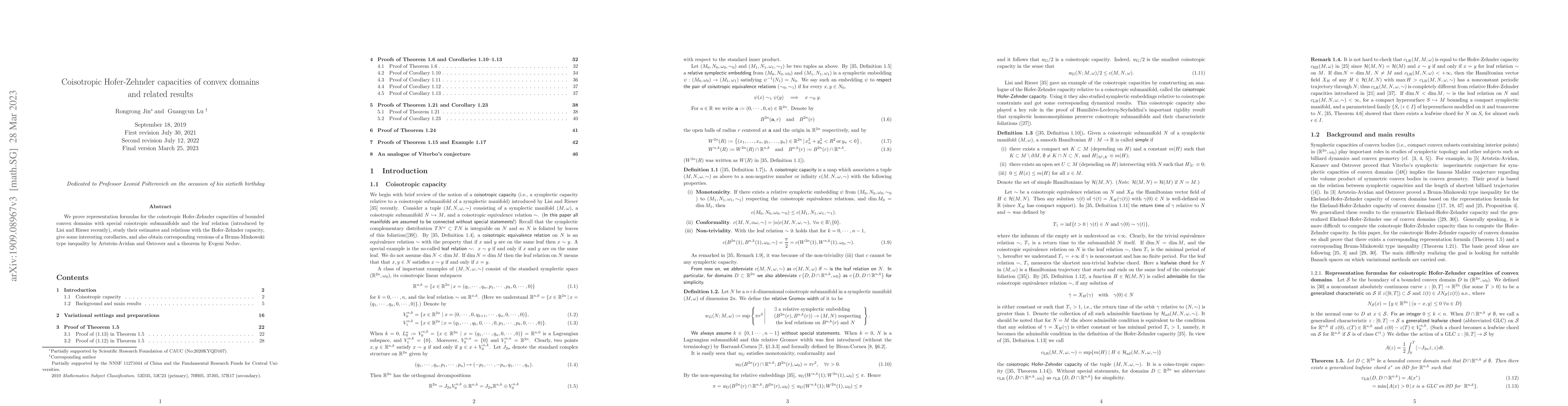 Thumbnail for Coisotropic Hofer-Zehnder capacities of convex domains and related
  results