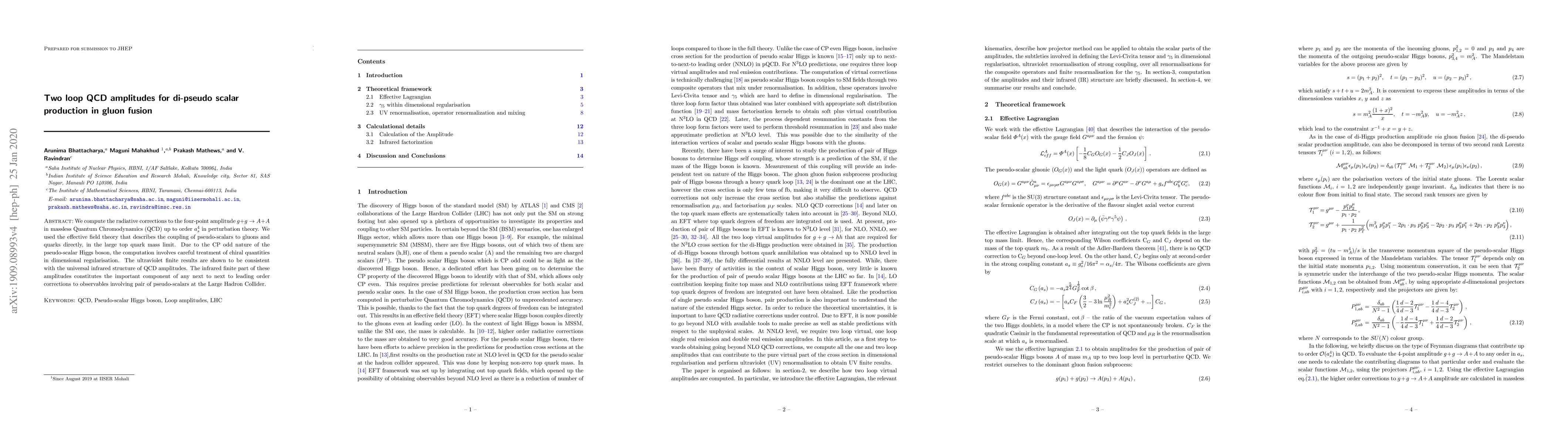 Thumbnail for Two loop QCD amplitudes for di-pseudo scalar production in gluon fusion