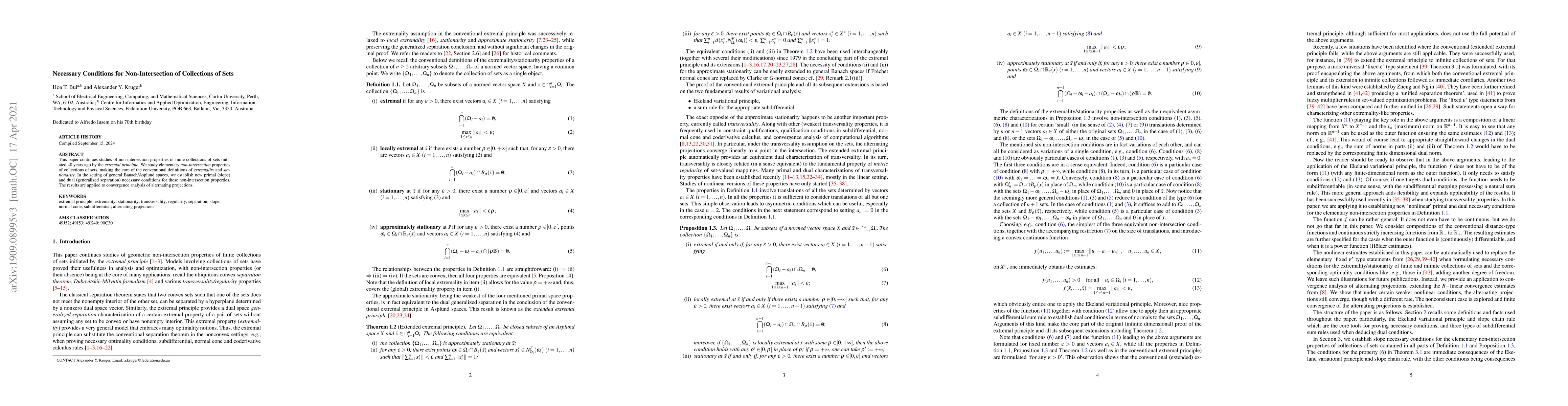 Thumbnail for Necessary Conditions for Non-Intersection of Collections of Sets