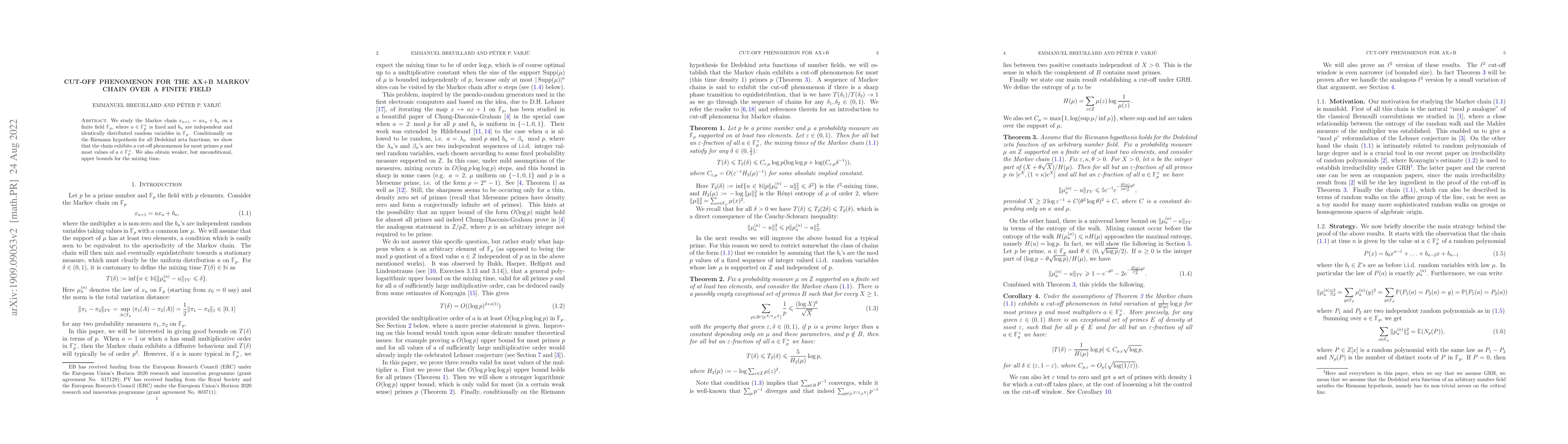 Thumbnail for Cut-off phenomenon for the ax+b Markov chain over a finite field