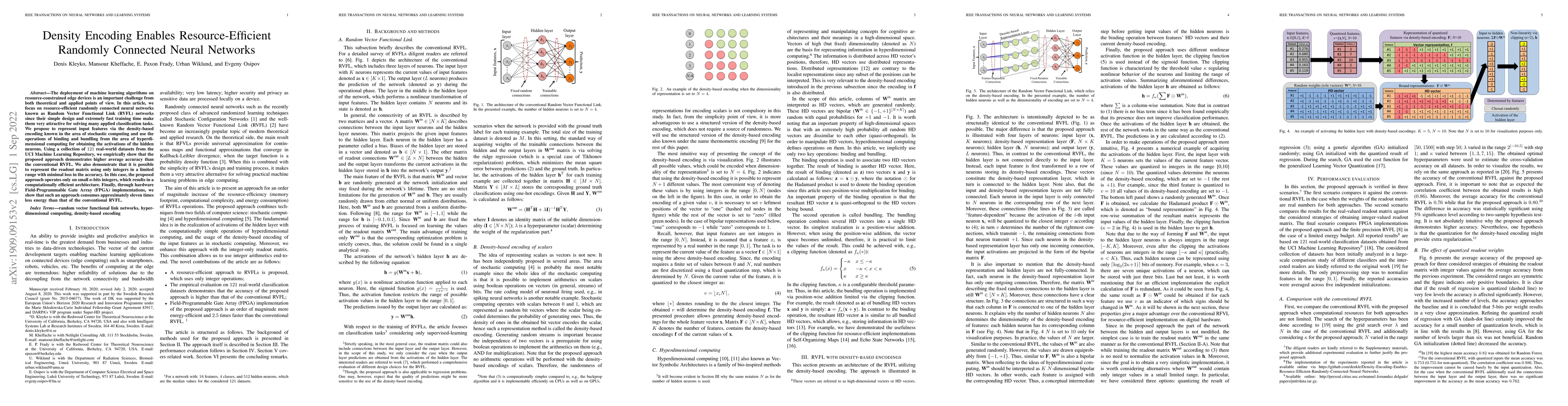 Thumbnail for Density Encoding Enables Resource-Efficient Randomly Connected Neural
  Networks