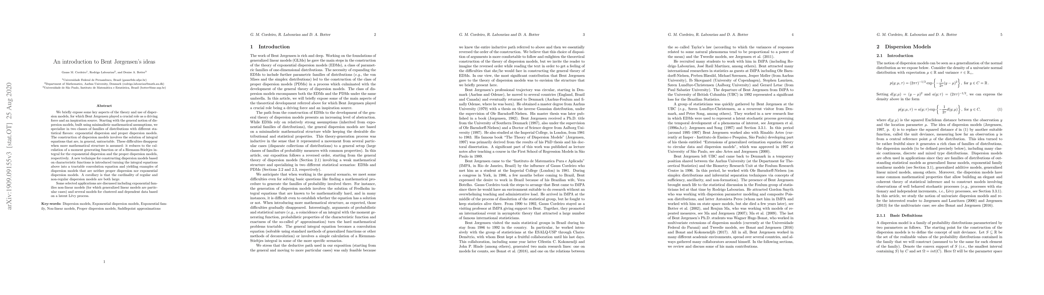 Thumbnail for An introduction to Bent Jorgensen's ideas