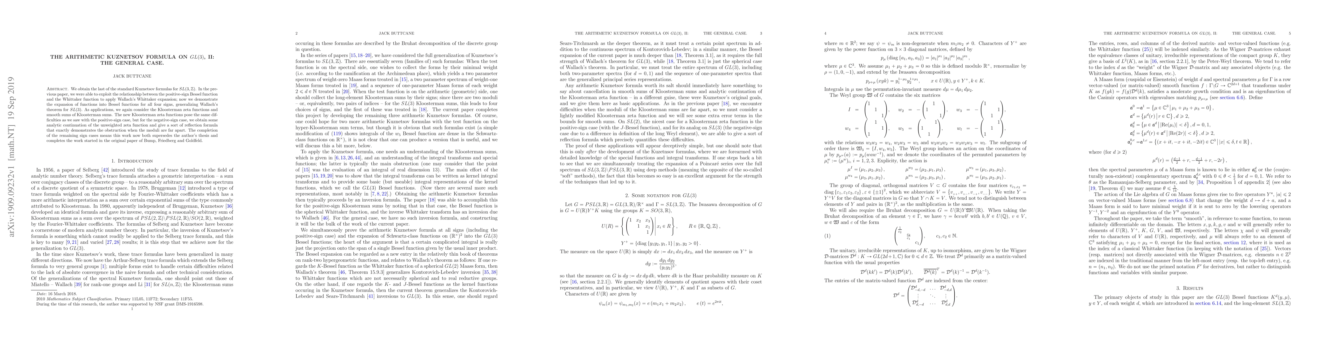 Thumbnail for The arithmetic Kuznetsov formula on $GL(3)$, II: The general case