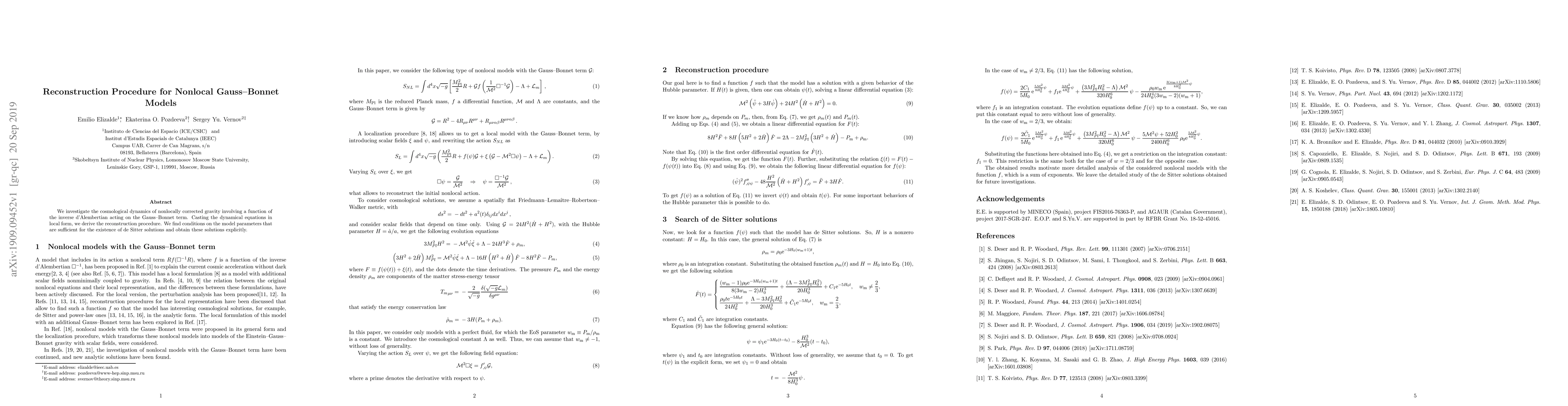 Thumbnail for Reconstruction Procedure for Nonlocal Gauss-Bonnet Models