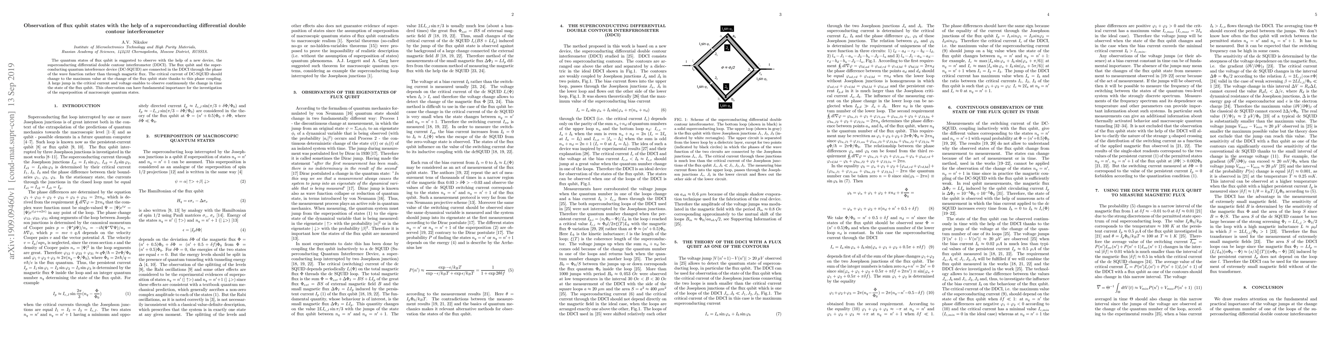 Thumbnail for Observation of flux qubit states with the help of a superconducting
  differential double contour interferometer