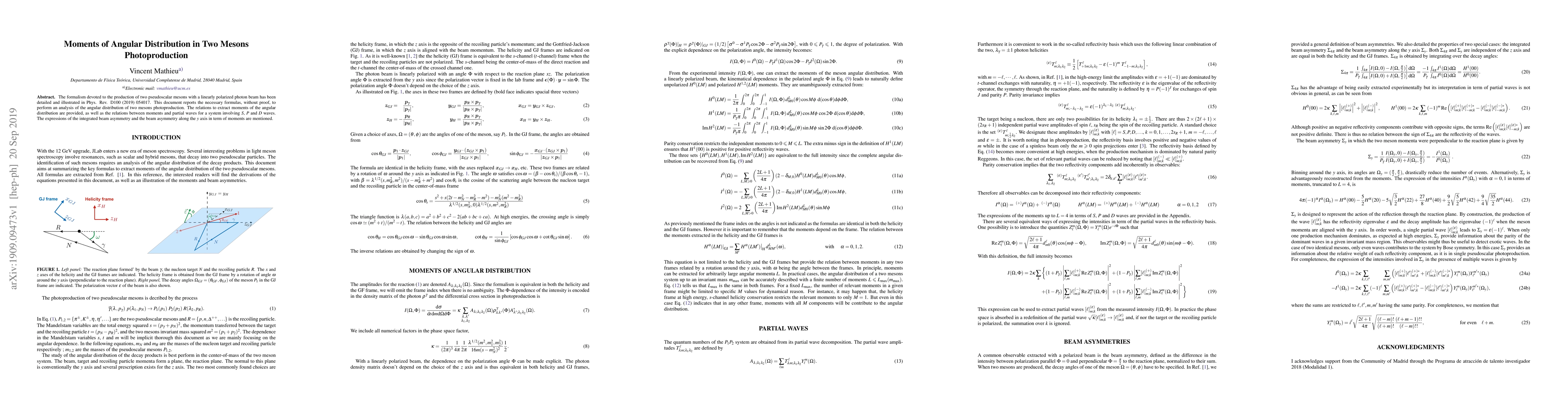 Thumbnail for Moments of Angular Distribution in Two Mesons Photoproduction
