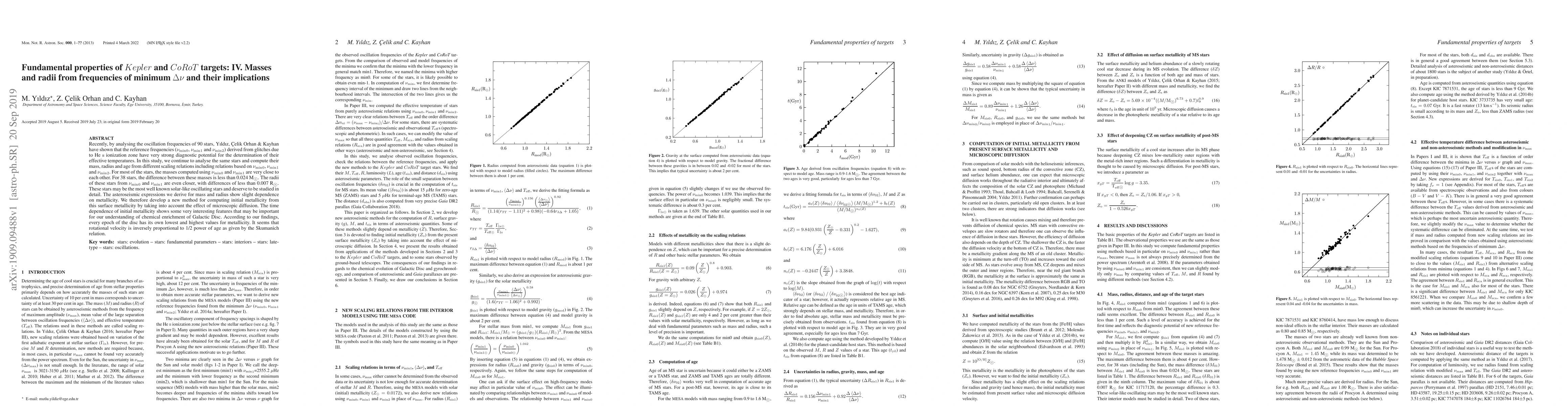 Thumbnail for Fundamental properties of Kepler and CoRoT targets -- IV. Masses and
  radii from frequencies of minimum $\Delta {\nu}$ and their implications
