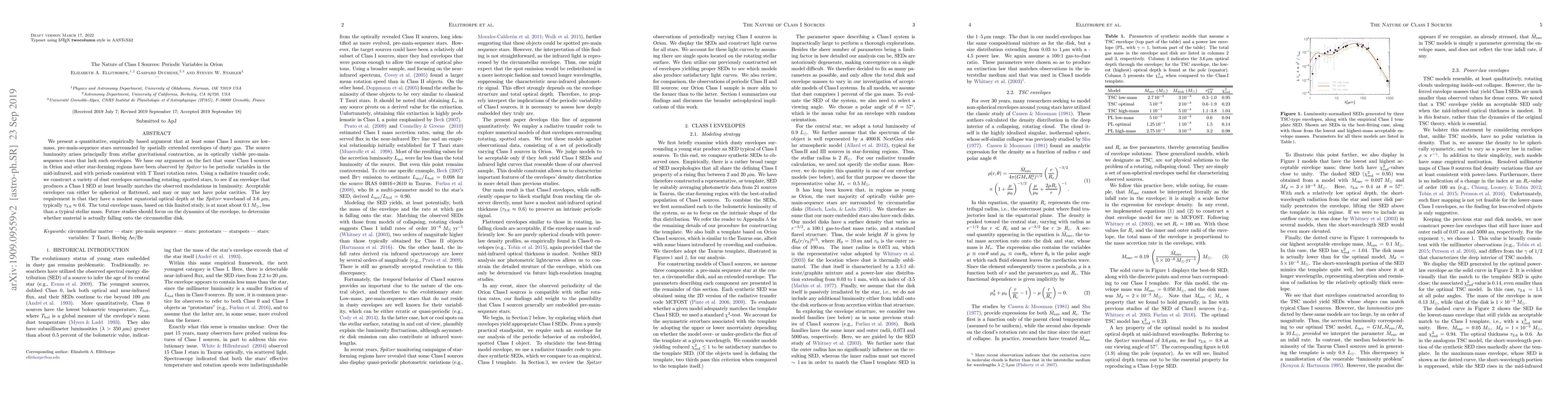 Thumbnail for The Nature of Class I Sources: Periodic Variables in Orion