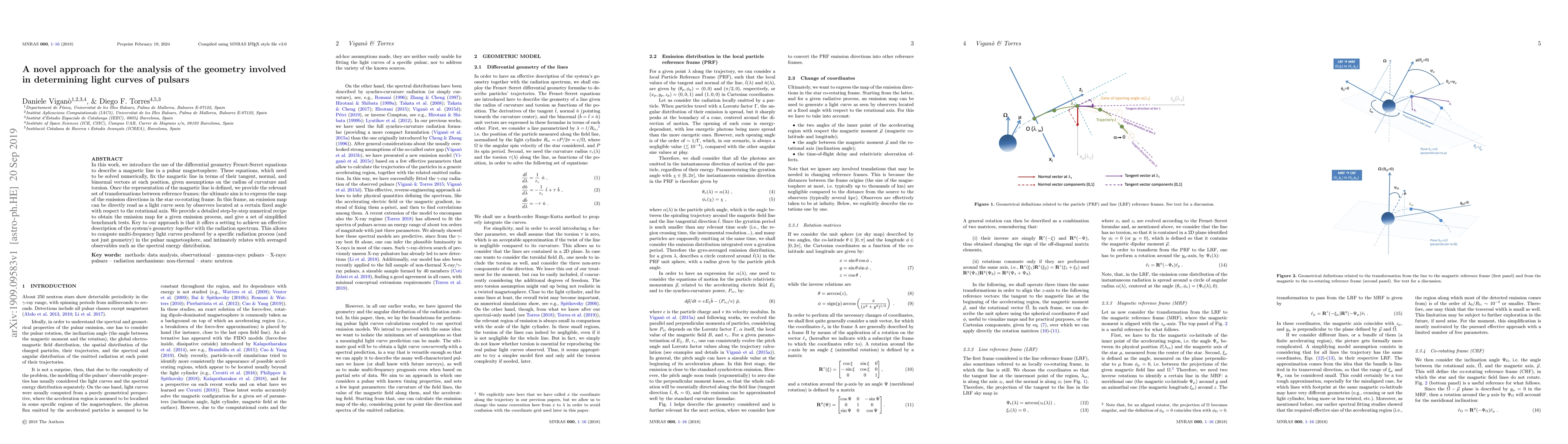 Thumbnail for A novel approach for the analysis of the geometry involved in
  determining light curves of pulsars
