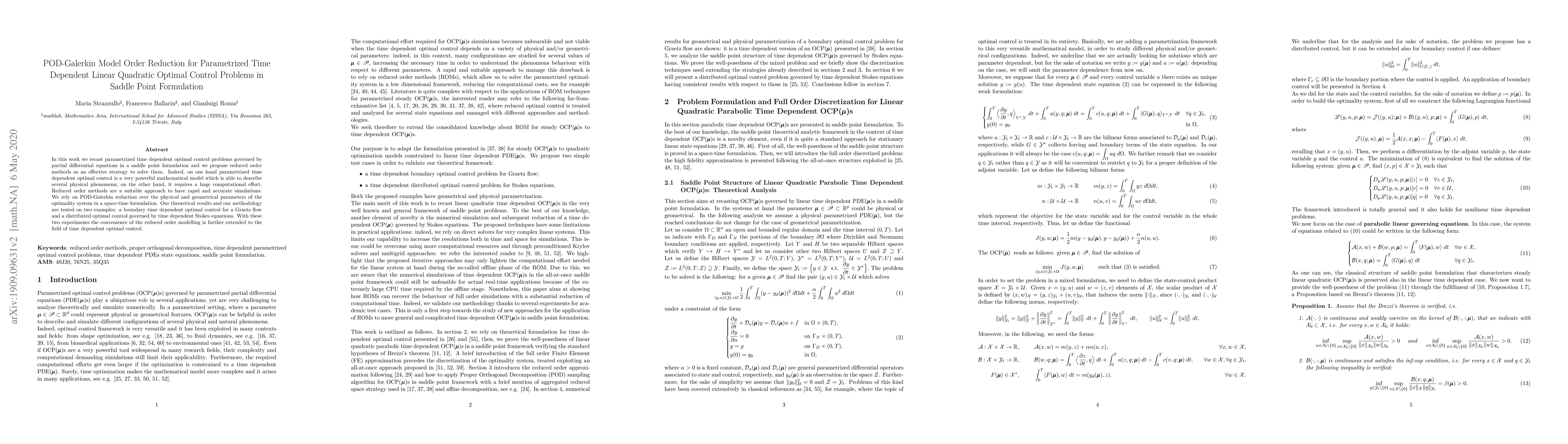 Thumbnail for POD-Galerkin Model Order Reduction for Parametrized Time Dependent
  Linear Quadratic Optimal Control Problems in Saddle Point Formulation