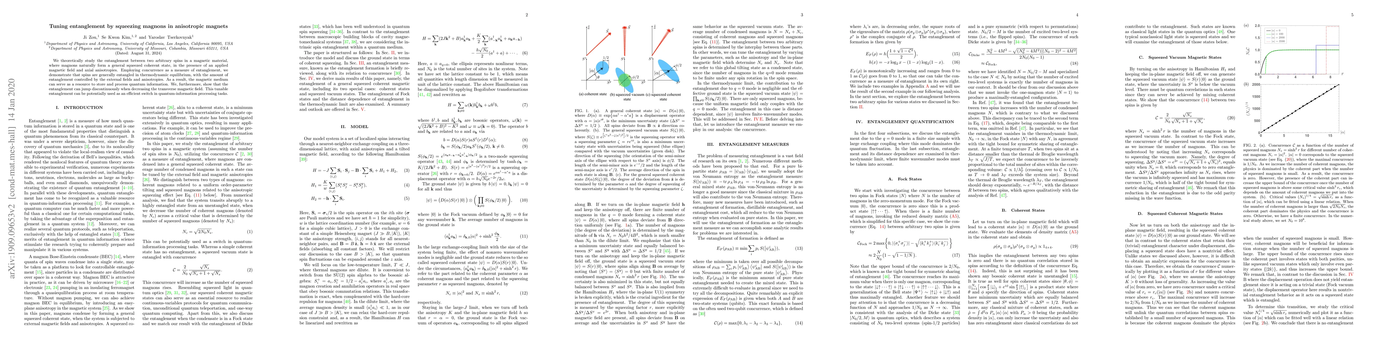 Thumbnail for Tuning entanglement by squeezing magnons in anisotropic magnets