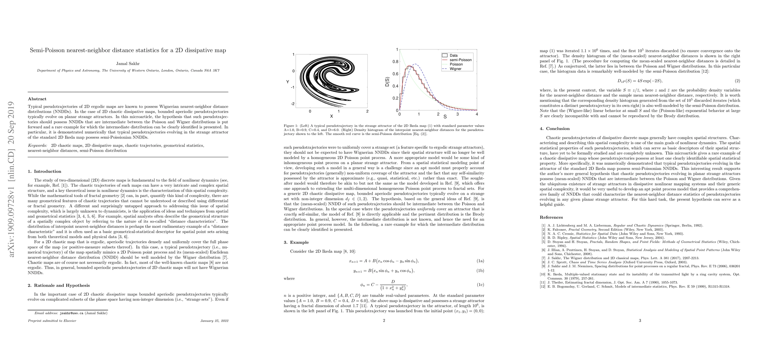 Thumbnail for Semi-Poisson nearest-neighbor distance statistics for a 2D dissipative
  map
