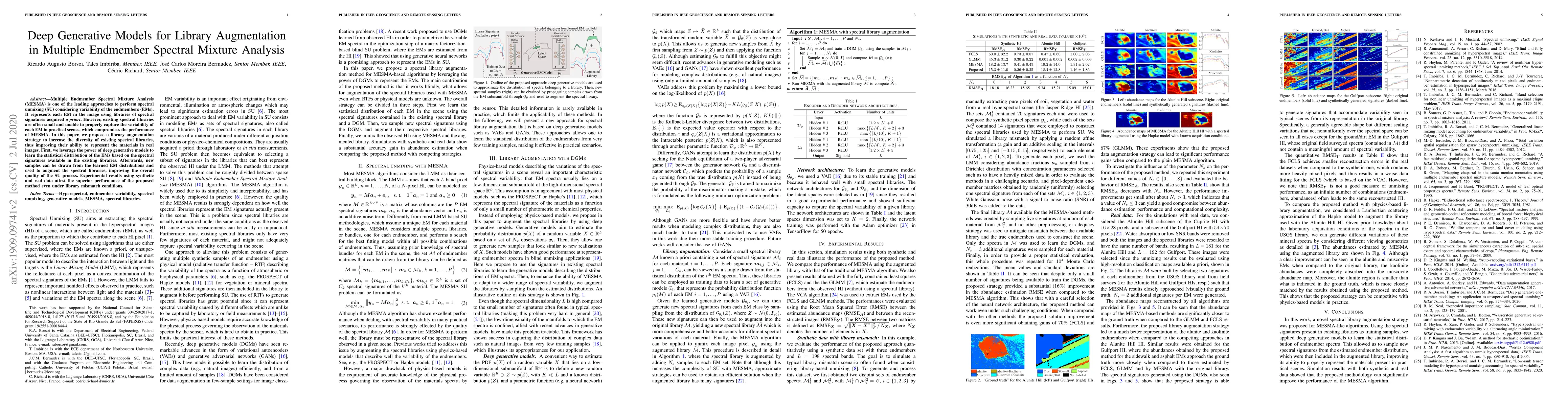 Thumbnail for Deep Generative Models for Library Augmentation in Multiple Endmember
  Spectral Mixture Analysis