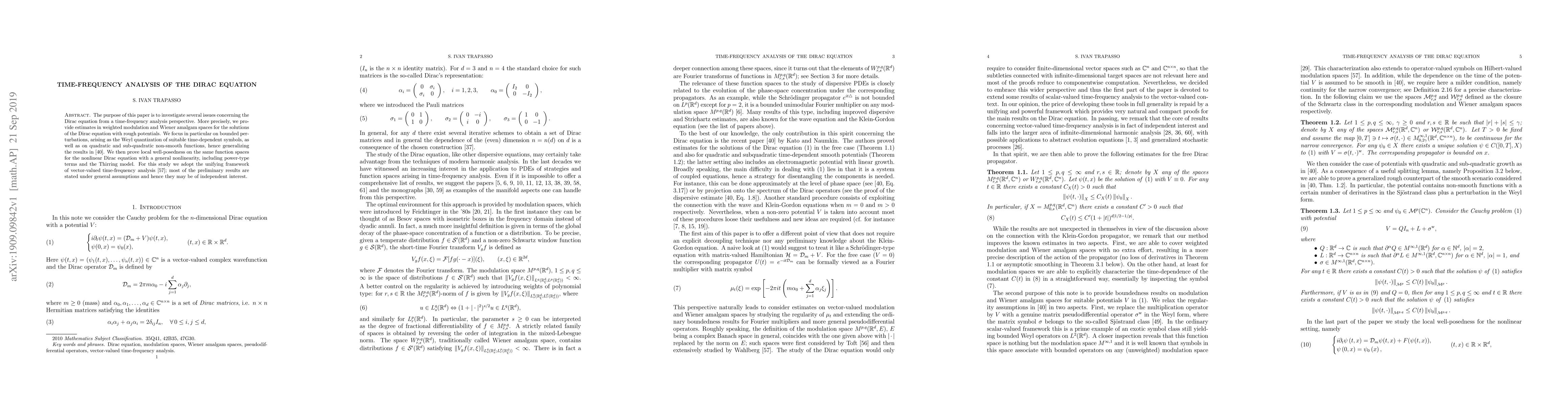 Thumbnail for Time-frequency analysis of the Dirac equation