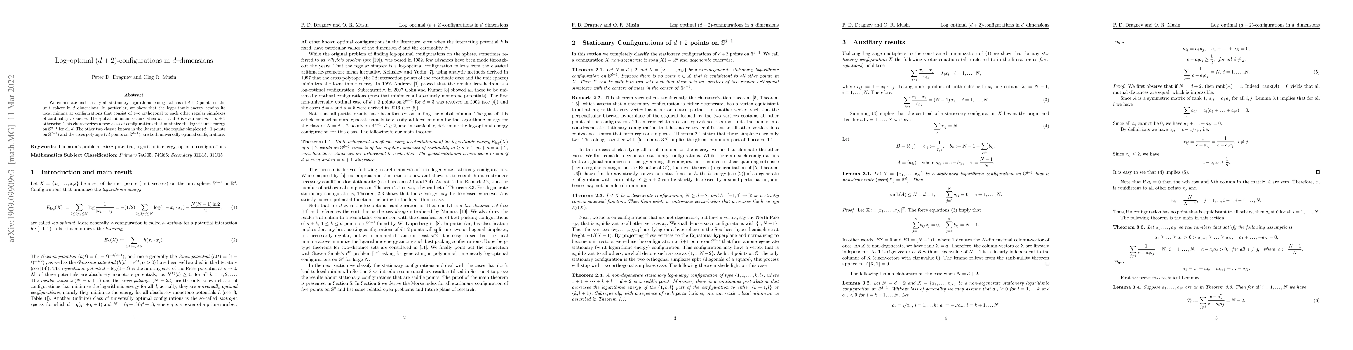 Thumbnail for Log-optimal (d+2)-configurations in d-dimensions