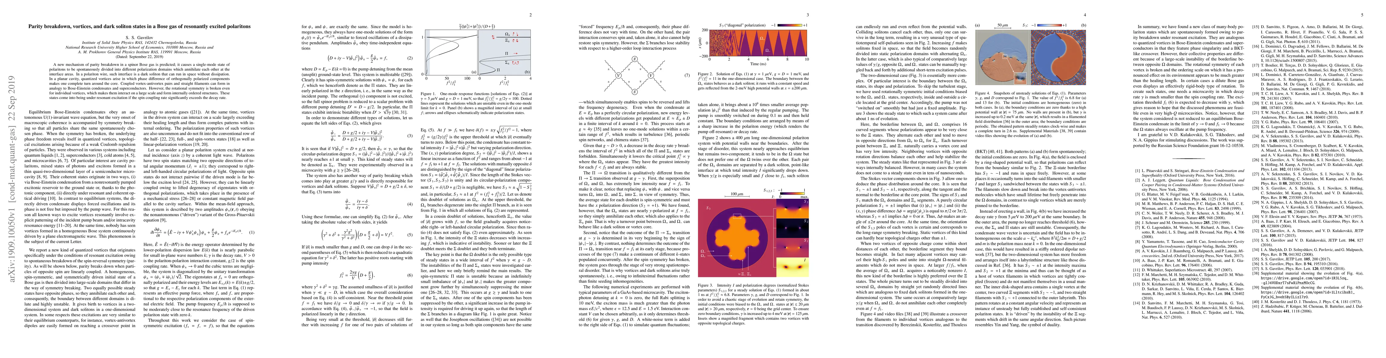 Thumbnail for Parity breakdown, vortices, and dark soliton states in a Bose gas of
  resonantly excited polaritons