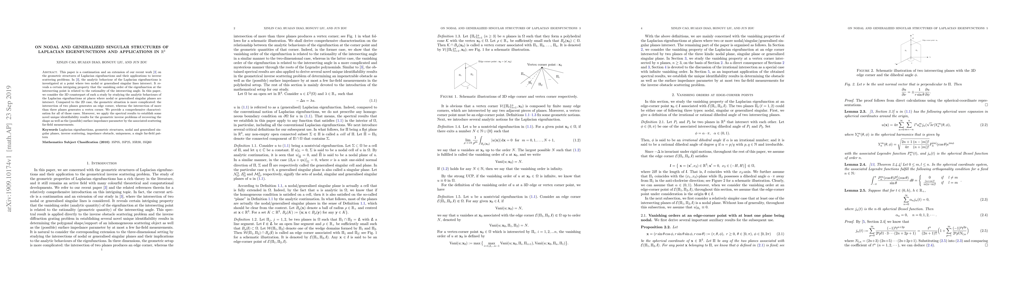 Thumbnail for On nodal and generalized singular structures of Laplacian eigenfunctions
  and applications in $\mathbb{R}^3$