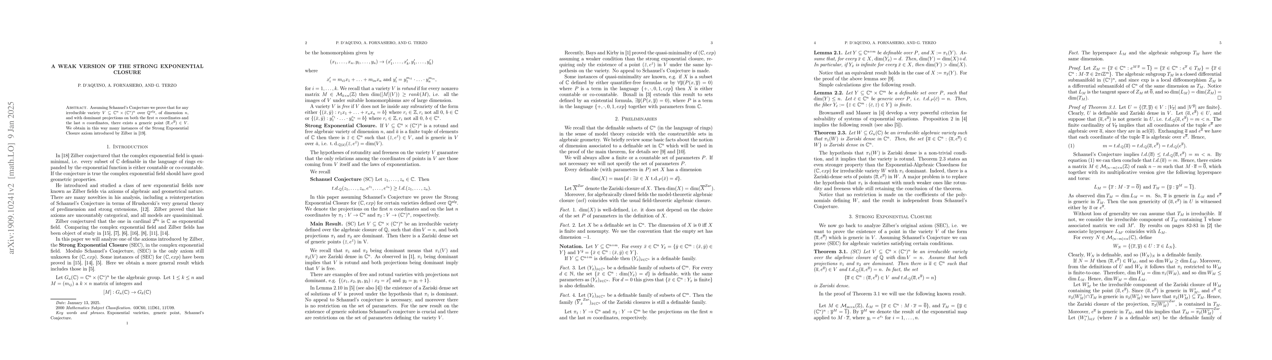Thumbnail for A weak version of the Strong Exponential Closure