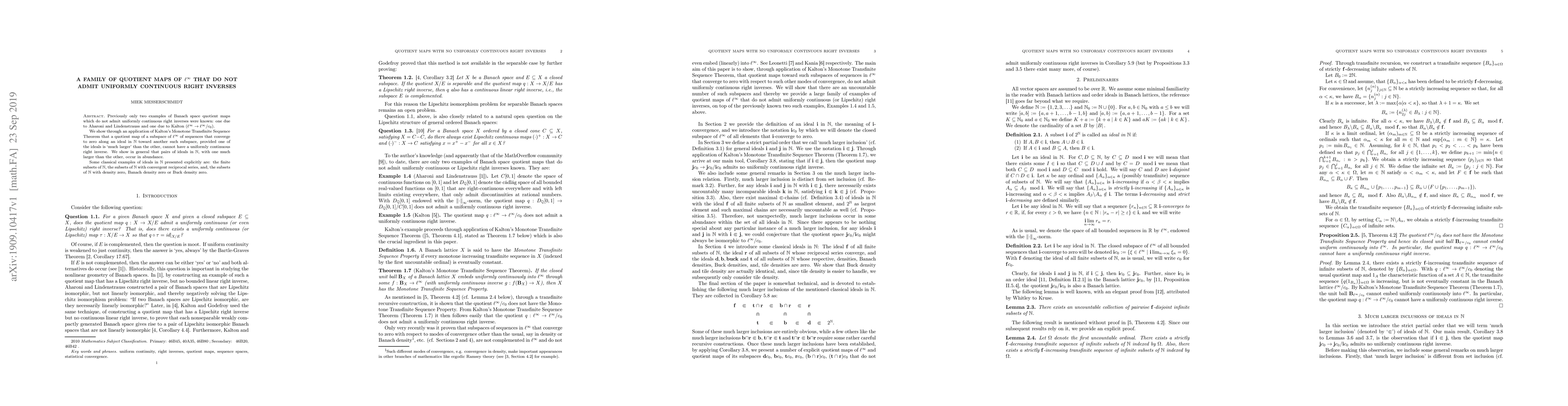 Thumbnail for A family of quotient maps of $\ell^\infty$ that do not admit uniformly
  continuous right inverses