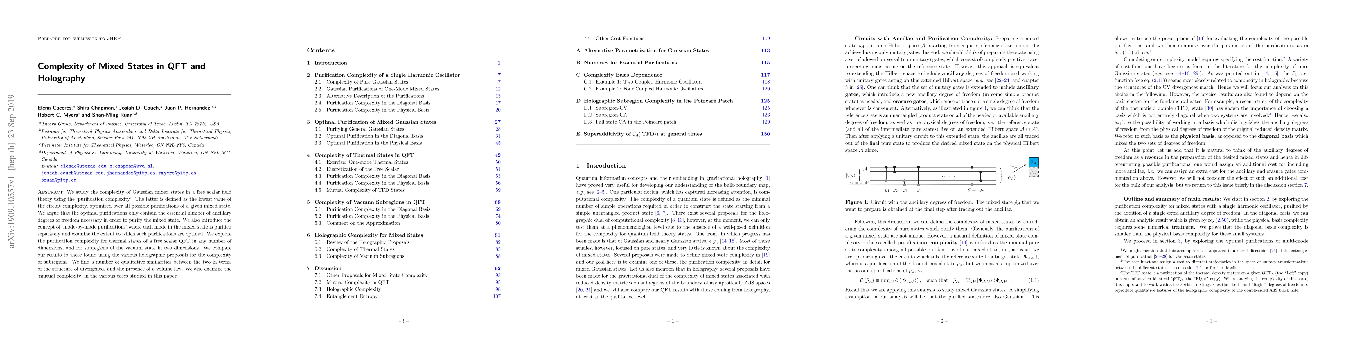 Thumbnail for Complexity of Mixed States in QFT and Holography